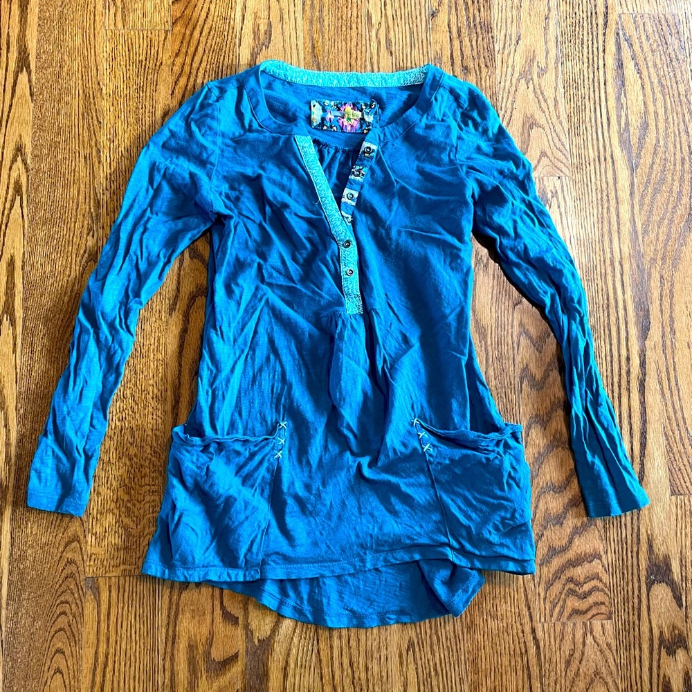 Anthropologie Little Yellow Button top size XS